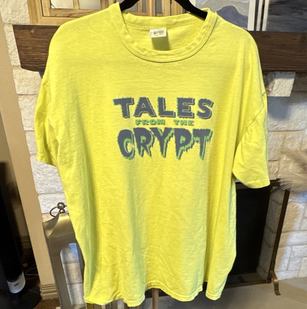 Vtg 90s Tales From The Crypt Shirt XL Single Stitch Yellow Captain Morgan USA